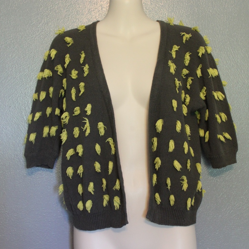 Sparrow Anthropologie Fringed Open Cropped Cardigan Sweater Small